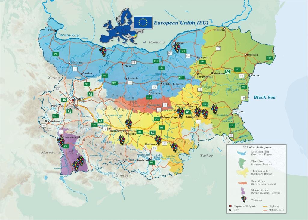 মানচিত্র, বুলগেরিয়ান, মদ
